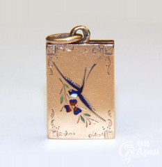 Медальон - локет с эмалью "Ласточка"